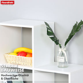 Bibliothèque | Carolina | Étagère blanche en MDF avec 6 compartiments pour livres, plantes & décoration