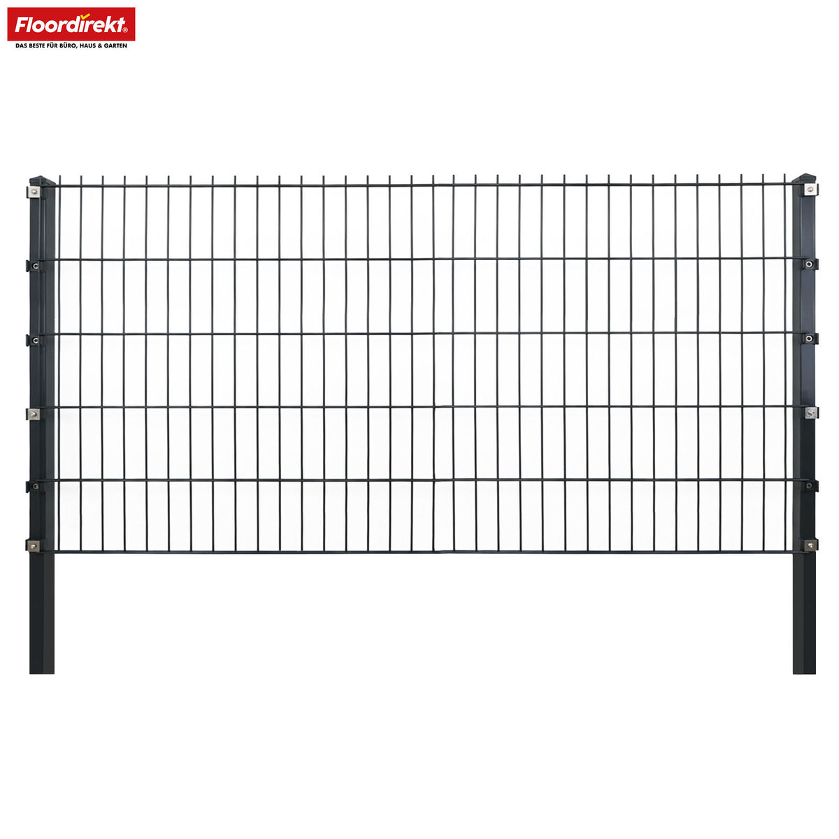 Clôture à double barres | LIMES | Kit complet de clôture en acier anthracite avec poteaux pour jardin, allée et zones commerciales | Disponible en différentes hauteurs et longueurs