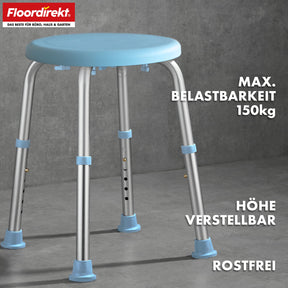 Tabouret de douche et de bain | Pedro | Réglable en hauteur & pivotant à 360° | Antidérapant & supporte jusqu'à 150 kg
