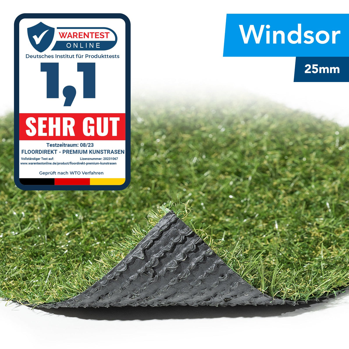 ✂ Gazon artificiel Windsor | Hauteur: 25 mm | Poids: 1700 g/m²