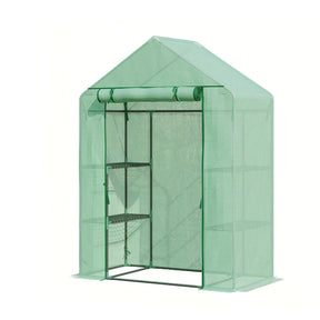 Serre | Harrest | Serre en film plastique durable et résistante aux UV avec cadre en acier robuste et grille de rangement en métal | Deux tailles au choix