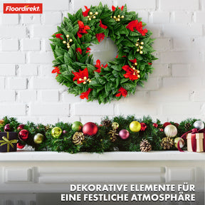 Couronne de Noël | Photinia | Couronne décorative de feuilles de Photinia et d'éléments festifs pour votre décoration de Noël