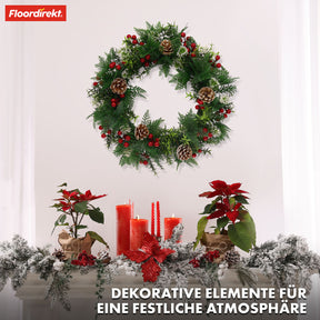 Couronne de Noël | Pinecone | Avec des pommes de pin, des baies et des accents verts festifs | Couronne décorative pour porte et mur