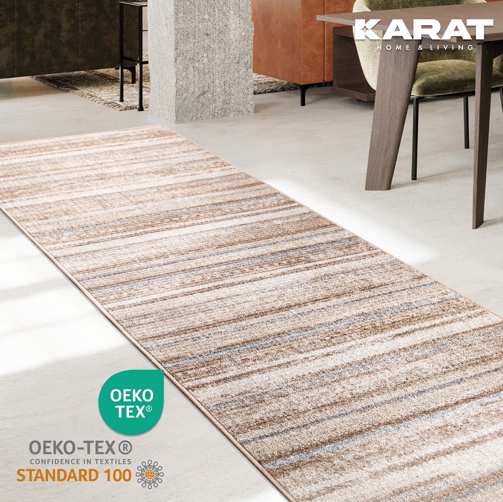 ✂ Tapis de passage sur mesure | Amalfi | Tapis d'intérieur moderne | Largeur : 80 cm