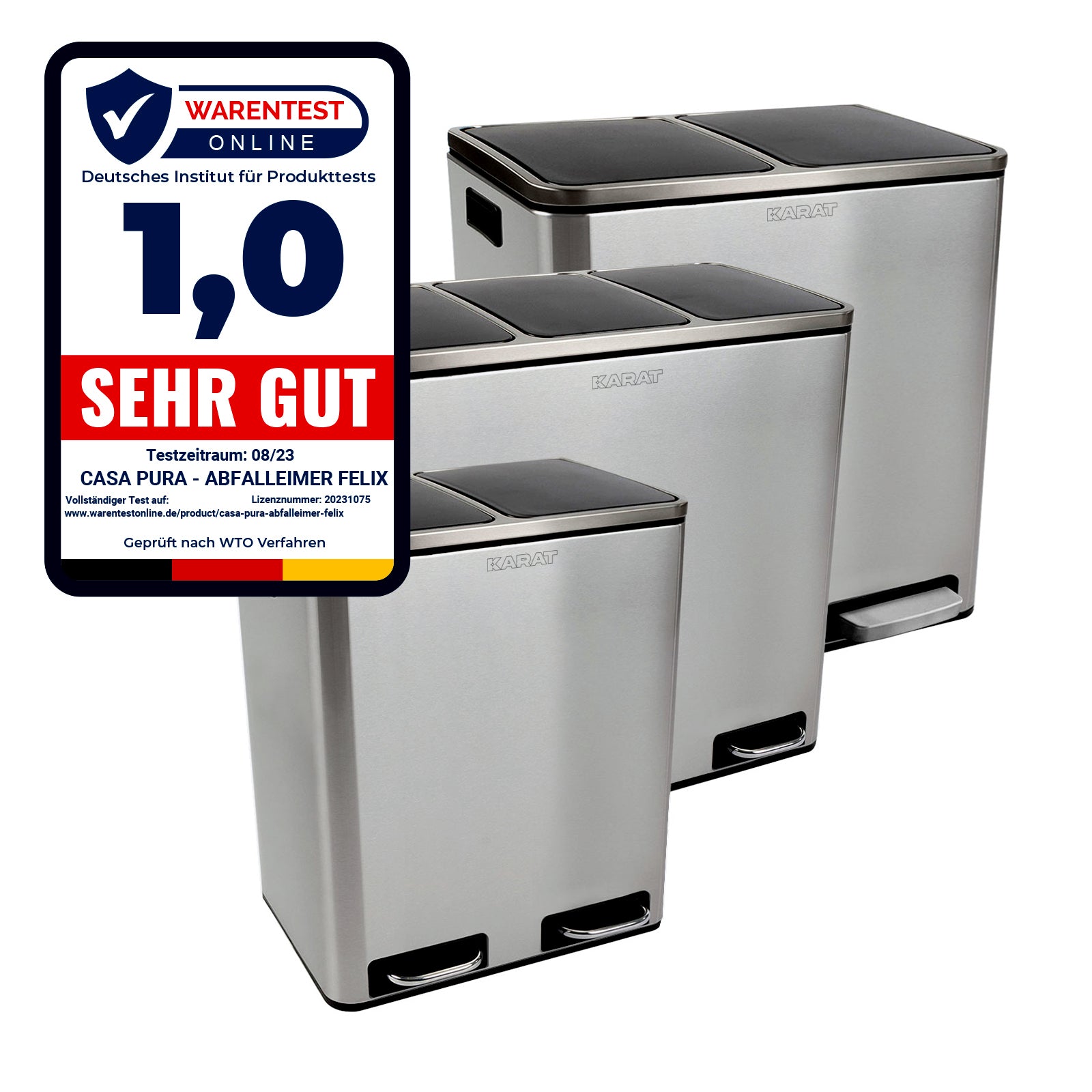 Poubelle en Métal à Pédale et Couvercle | Felix | Option de Tri | Disponible en 5 Couleurs | 30 ou 60 Litres