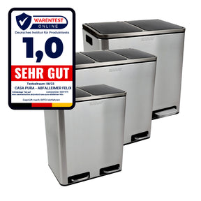 Poubelle en Métal à Pédale et Couvercle | Felix | Option de Tri | Disponible en 5 Couleurs | 30 ou 60 Litres