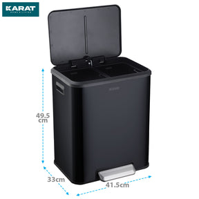 Poubelle | Jack | Capacité 30 L | Tri sélectif 2 voies | Soft-Close & Pedal | Acier inoxydable ou noir