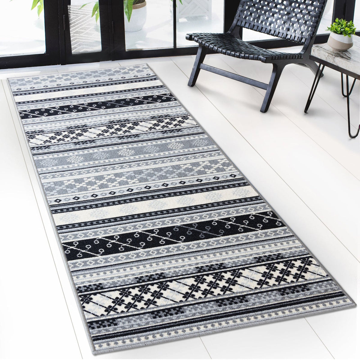 ✂ Tapis de passage sur mesure | Mykonos | Chaîné, antidérapant & idéal pour le couloir, la cuisine ou l'entrée