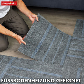 Dalles de moquette | Zürich | 50 x 50 cm | Idéal pour le bureau et la maison | Dalles design de haute qualité en 4 couleurs