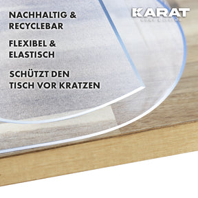 Film de table transparent mat avec bord biseauté | Impérial | Film de protection imperméable pour tables | Découpe personnalisée