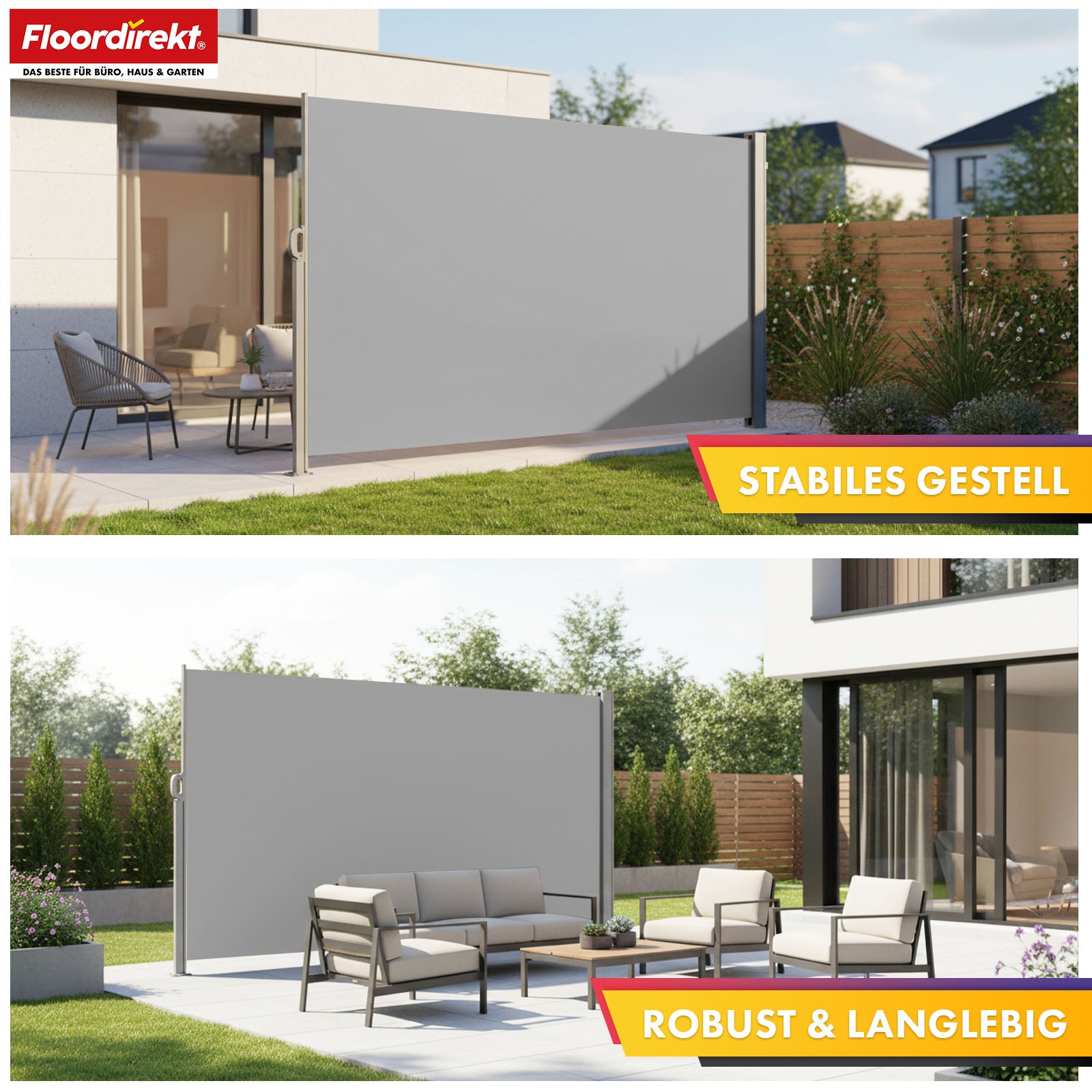 Store latéral en aluminium | Protection solaire et visuelle pour terrasse, balcon et jardin | Protection UV, opaque et déperlant | Différentes couleurs et tailles