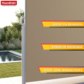 Store latéral en aluminium | Protection solaire et visuelle pour terrasse, balcon et jardin | Protection UV, opaque et déperlant | Différentes couleurs et tailles