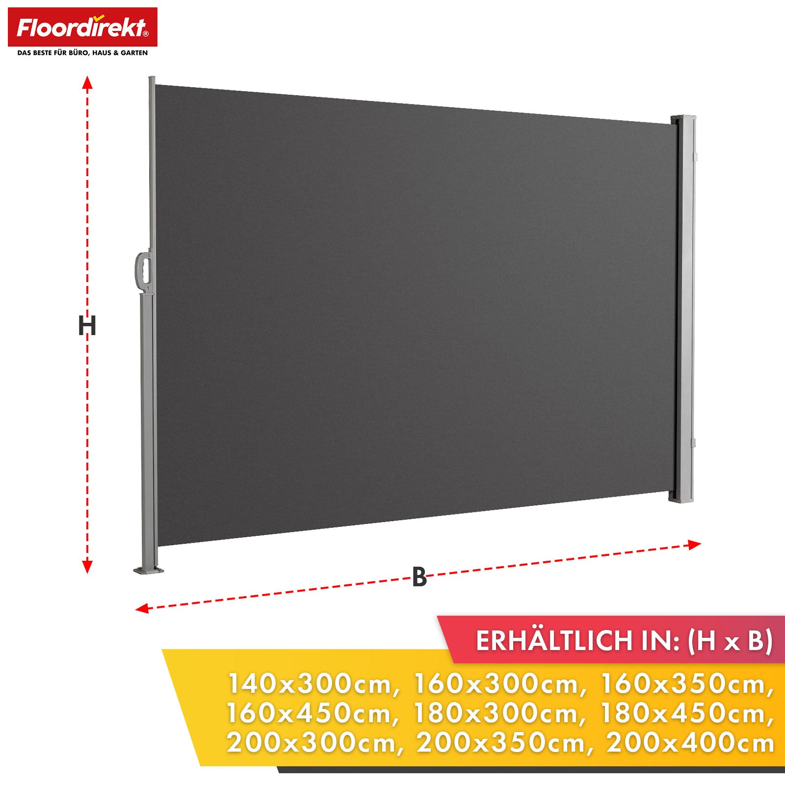 Store latéral en aluminium | Protection solaire et visuelle pour terrasse, balcon et jardin | Protection UV, opaque et déperlant | Différentes couleurs et tailles