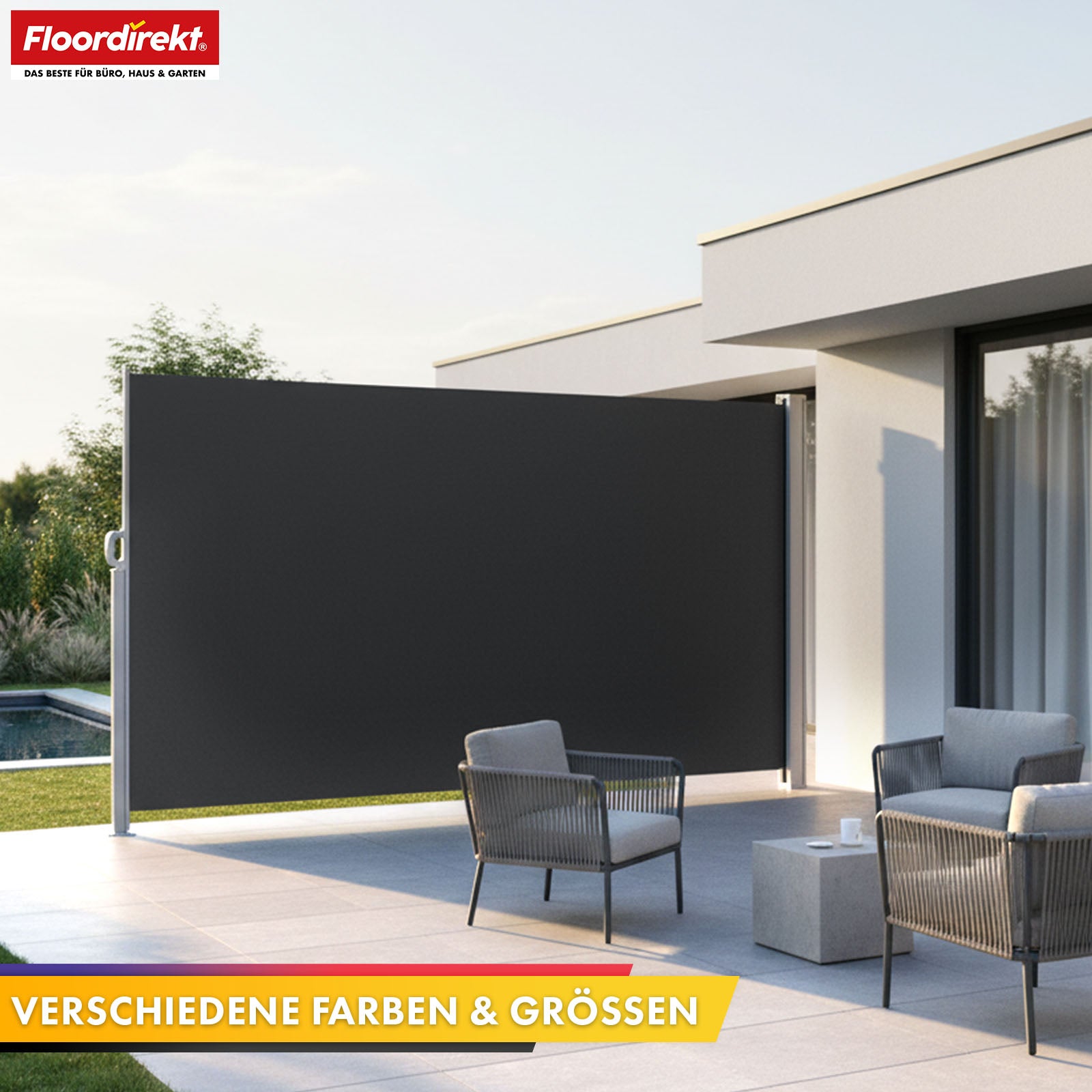 Store latéral en aluminium | Protection solaire et visuelle pour terrasse, balcon et jardin | Protection UV, opaque et déperlant | Différentes couleurs et tailles