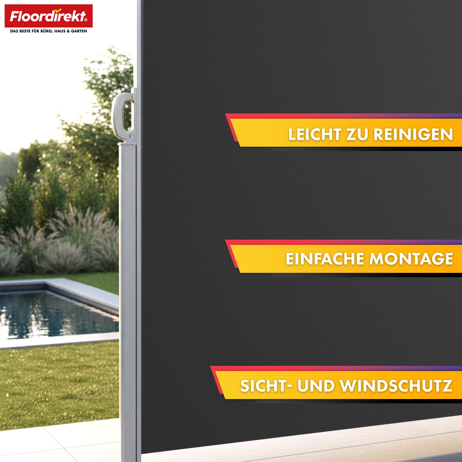 Store latéral en aluminium | Protection solaire et visuelle pour terrasse, balcon et jardin | Protection UV, opaque et déperlant | Différentes couleurs et tailles