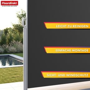 Store latéral en aluminium | Protection solaire et visuelle pour terrasse, balcon et jardin | Protection UV, opaque et déperlant | Différentes couleurs et tailles