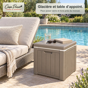 Glacière à Boissons | Arctic | Glacière 37 L Faisant Office de Table d'Appoint Effet Bois | 2 Coloris