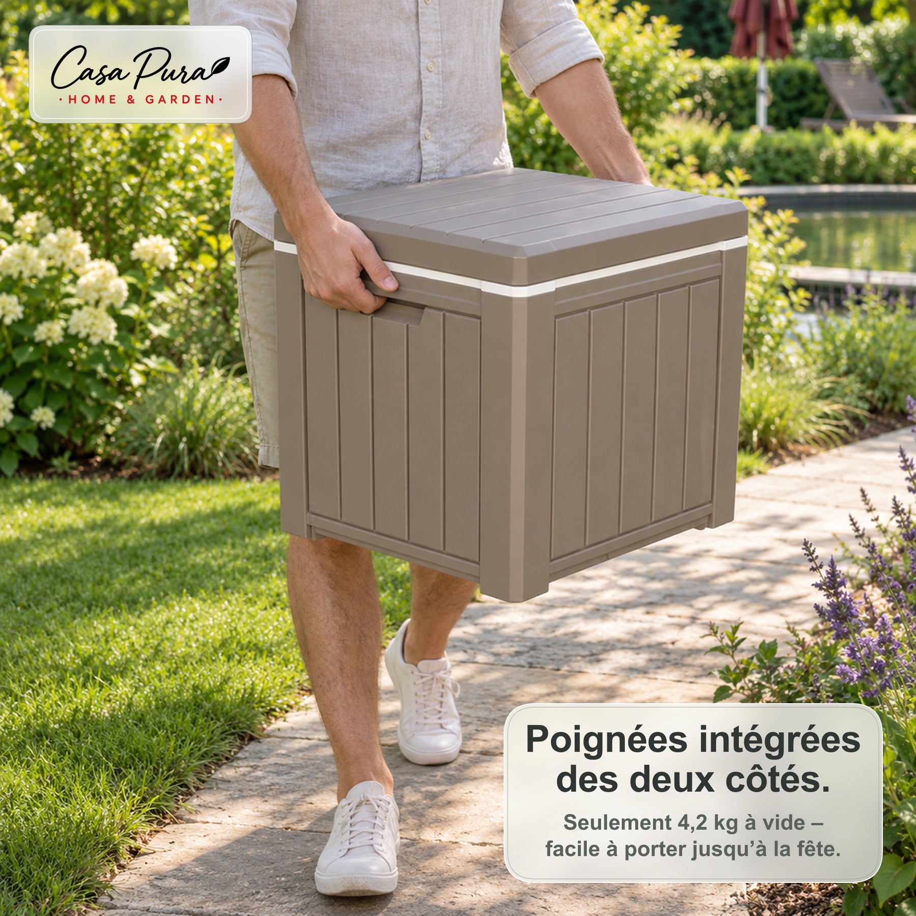 Glacière à Boissons | Arctic | Glacière 37 L Faisant Office de Table d'Appoint Effet Bois | 2 Coloris