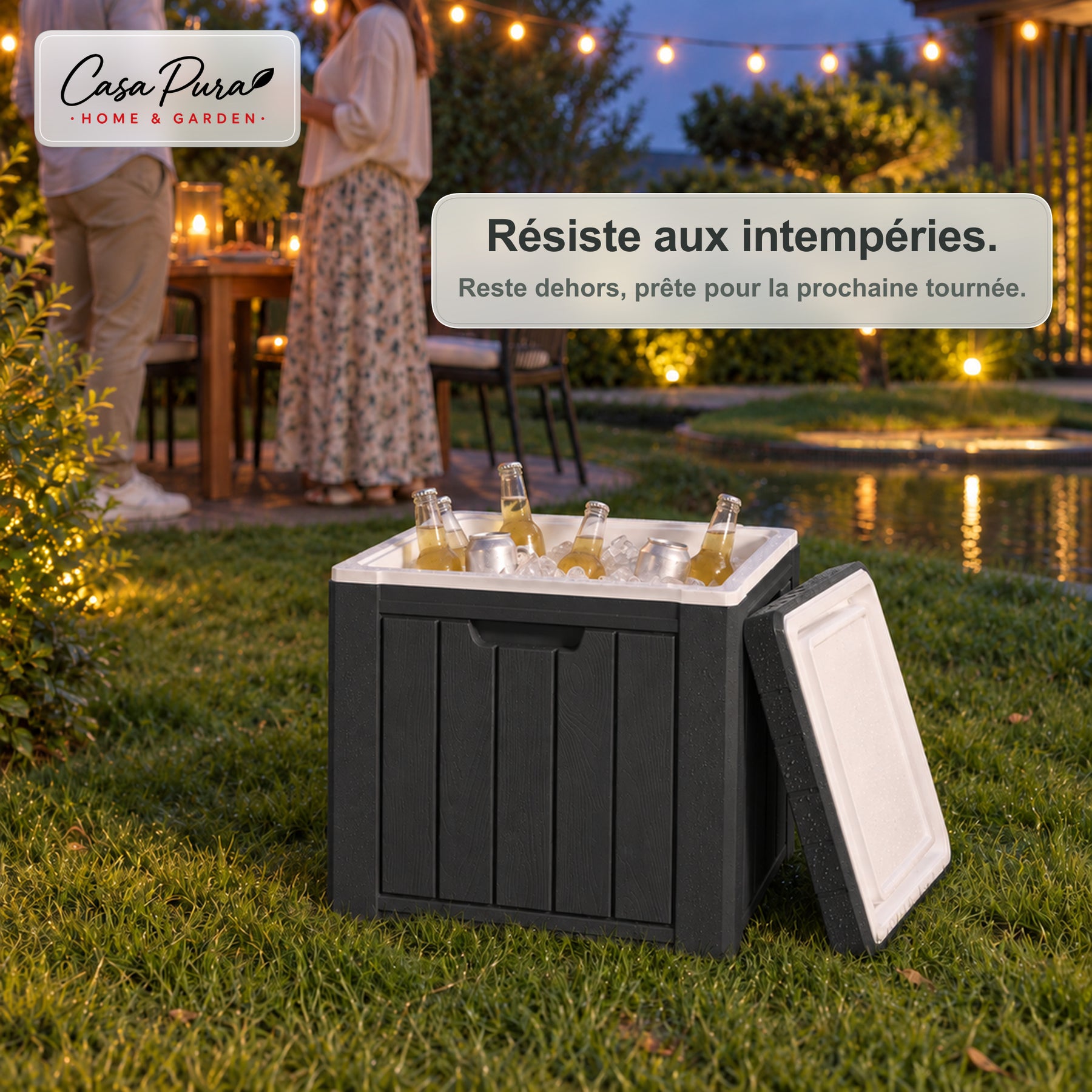 Glacière à Boissons | Arctic | Glacière 37 L Faisant Office de Table d'Appoint Effet Bois | 2 Coloris