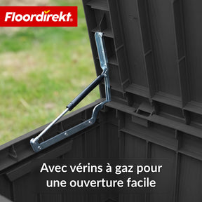 Coffre de jardin aspect bois | Coffre de rangement extérieur résistant aux intempéries pour terrasse et balcon | 118L / 270L / 300L