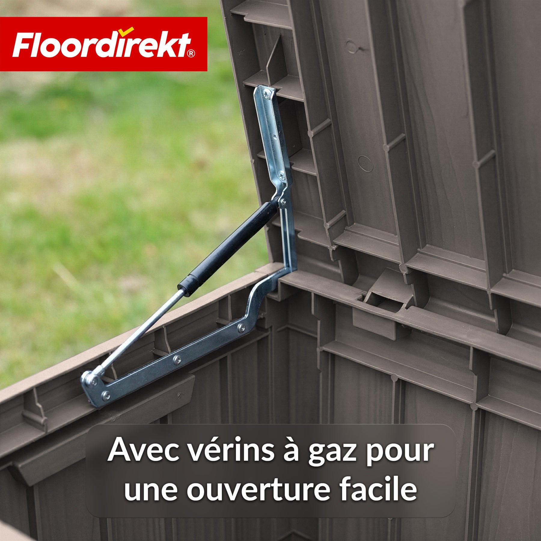 Coffre de jardin aspect bois | Coffre de rangement extérieur résistant aux intempéries pour terrasse et balcon | 118L / 270L / 300L