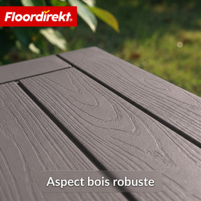 Coffre de jardin aspect bois | Coffre de rangement extérieur résistant aux intempéries pour terrasse et balcon | 118L / 270L / 300L