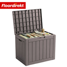 Coffre de jardin aspect bois | Coffre de rangement extérieur résistant aux intempéries pour terrasse et balcon | 118L / 270L / 300L