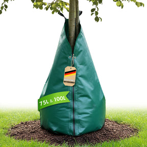 Sac d'arrosage pour arbres | Sac d'eau de 75 L et 100 L avec système d'arrosage goutte à goutte | Sac d'arrosage réutilisable en PVC pour arbres