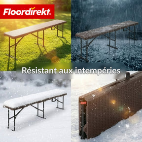 Banc de jardin | Kagawa | Banc pliant résistant aux intempéries 183 cm en brun pour jardin, balcon & événements