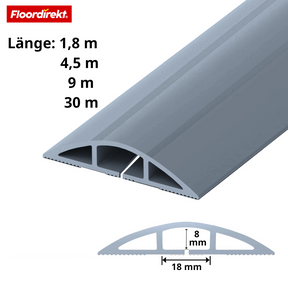Goulotte de sol | Cable Guard | Protection antidérapante pour câbles & anti-trébuchement | Flexible, découpable & pour 2 câbles jusqu’à 8 mm Ø