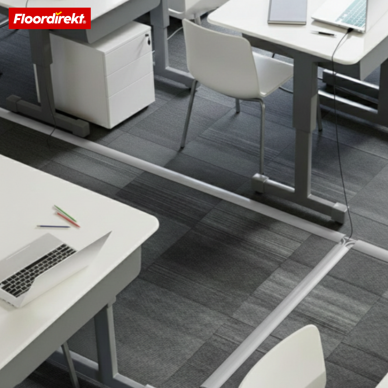 Goulotte de sol | Cable Guard | Protection antidérapante pour câbles & anti-trébuchement | Flexible, découpable & pour 2 câbles jusqu’à 8 mm Ø