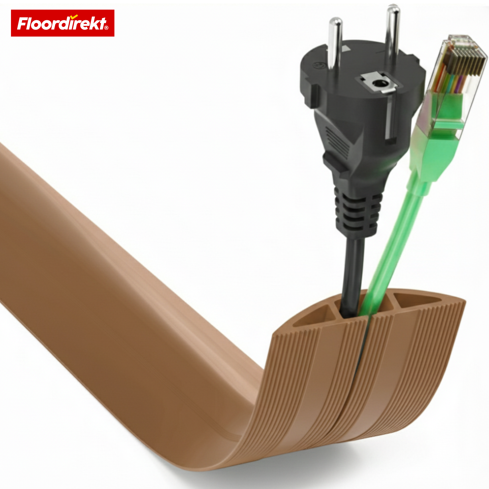 Goulotte de sol | Cable Guard | Protection antidérapante pour câbles & anti-trébuchement | Flexible, découpable & pour 2 câbles jusqu’à 8 mm Ø