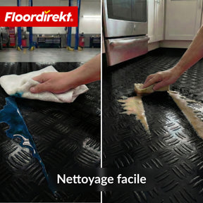 Revêtement de sol PVC | Bullet | Aspect tôle striée | Antidérapant & Facile d’entretien | Au mètre / Découpe sur mesure | Largeur 110 cm