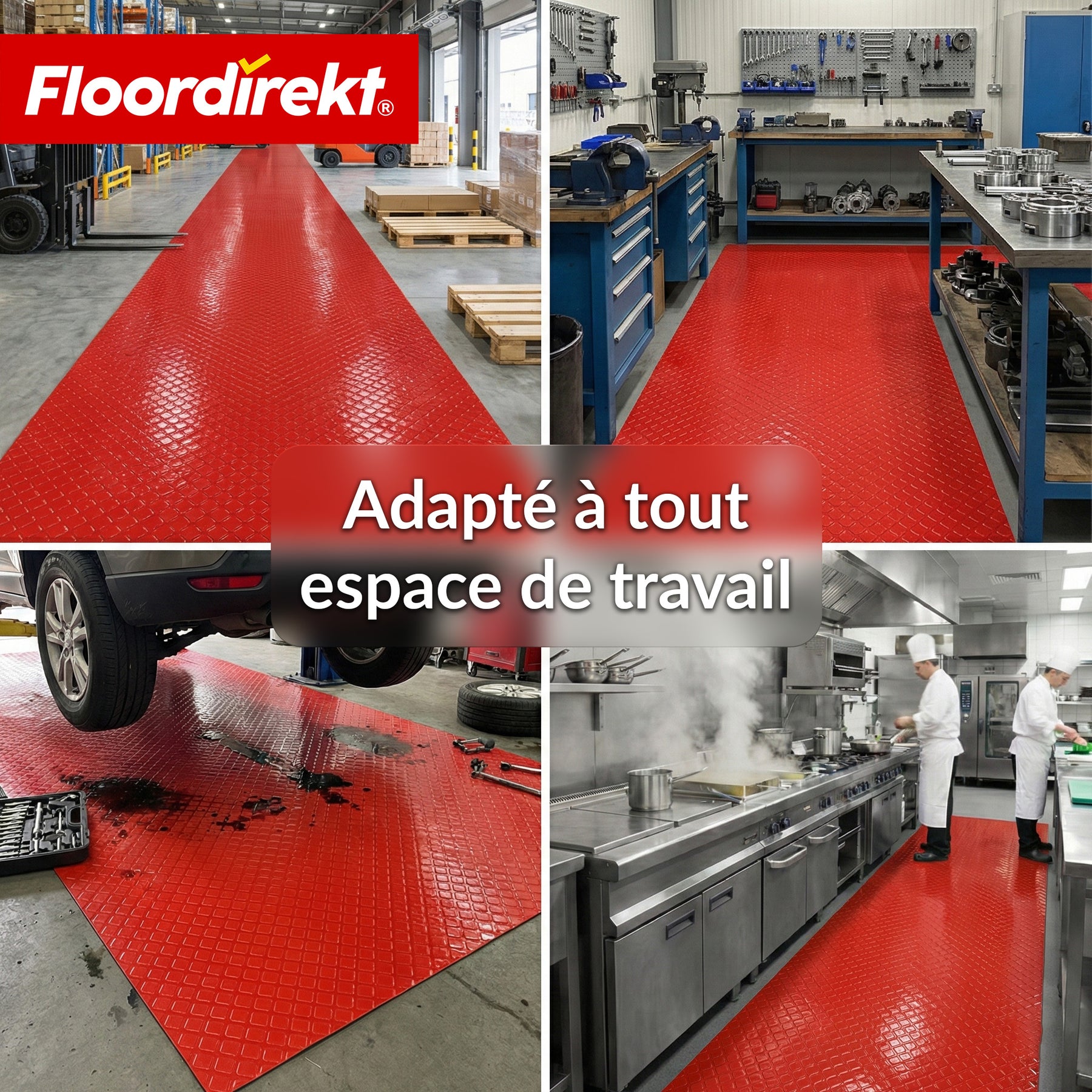 Revêtement de sol PVC | Check Quadra | Motif carreaux | Antidérapant & facile d’entretien | Au mètre / Découpe sur mesure | Largeur 110 cm