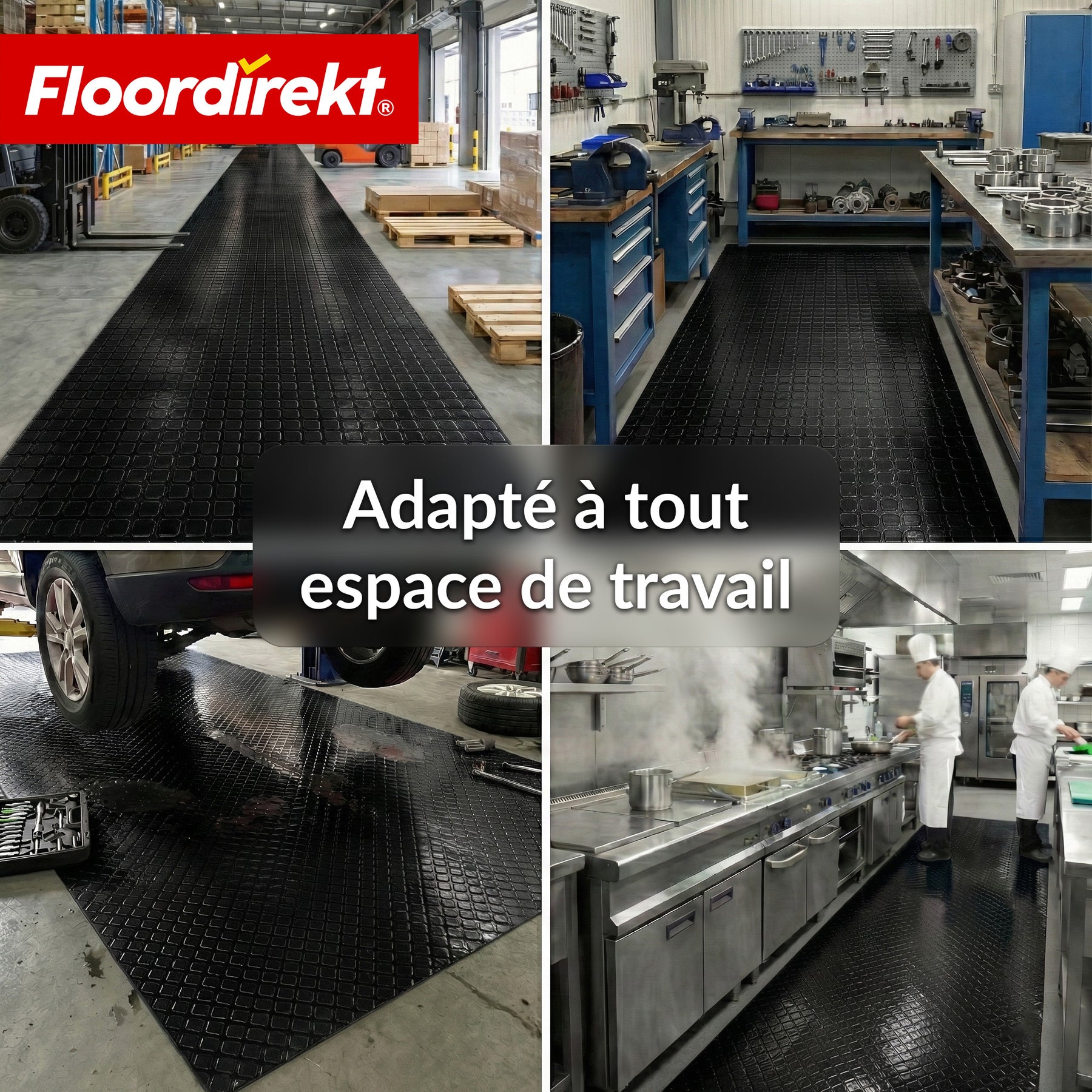 Revêtement de sol PVC | Check Quadra | Motif carreaux | Antidérapant & facile d’entretien | Au mètre / Découpe sur mesure | Largeur 110 cm