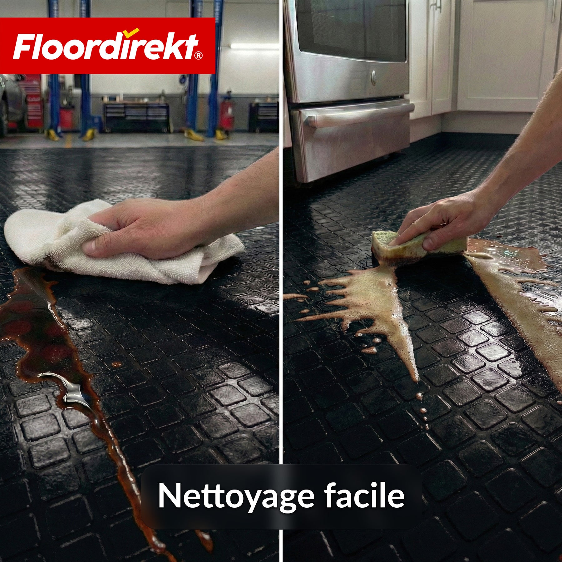 Revêtement de sol PVC | Check Quadra | Motif carreaux | Antidérapant & facile d’entretien | Au mètre / Découpe sur mesure | Largeur 110 cm