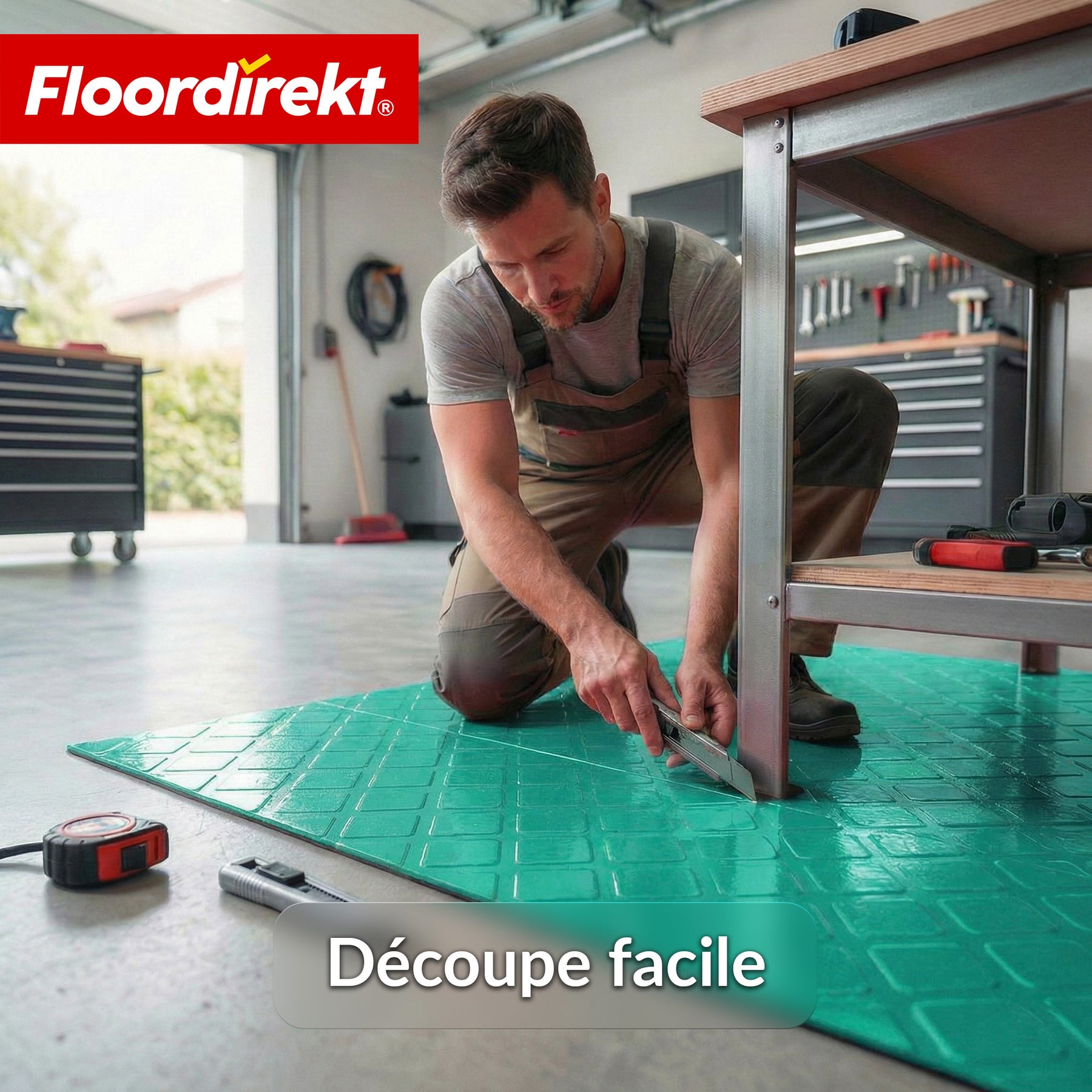 Revêtement de sol PVC | Check Quadra | Motif carreaux | Antidérapant & facile d’entretien | Au mètre / Découpe sur mesure | Largeur 110 cm