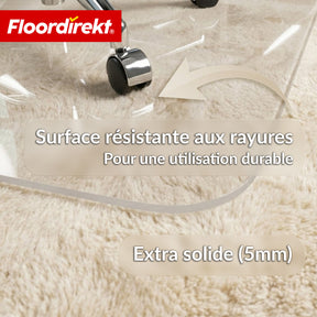 Tapis de protection de sol | Secura | Transparent 80 × 118 cm | Sous-tapis de chaise de bureau en PVC incassable 5 mm pour parquet, stratifié & moquette