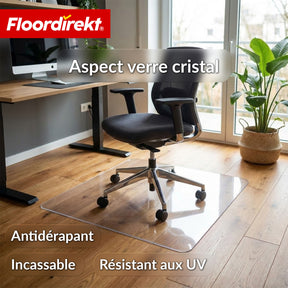 Tapis de protection de sol | Secura | Transparent 80 × 118 cm | Sous-tapis de chaise de bureau en PVC incassable 5 mm pour parquet, stratifié & moquette