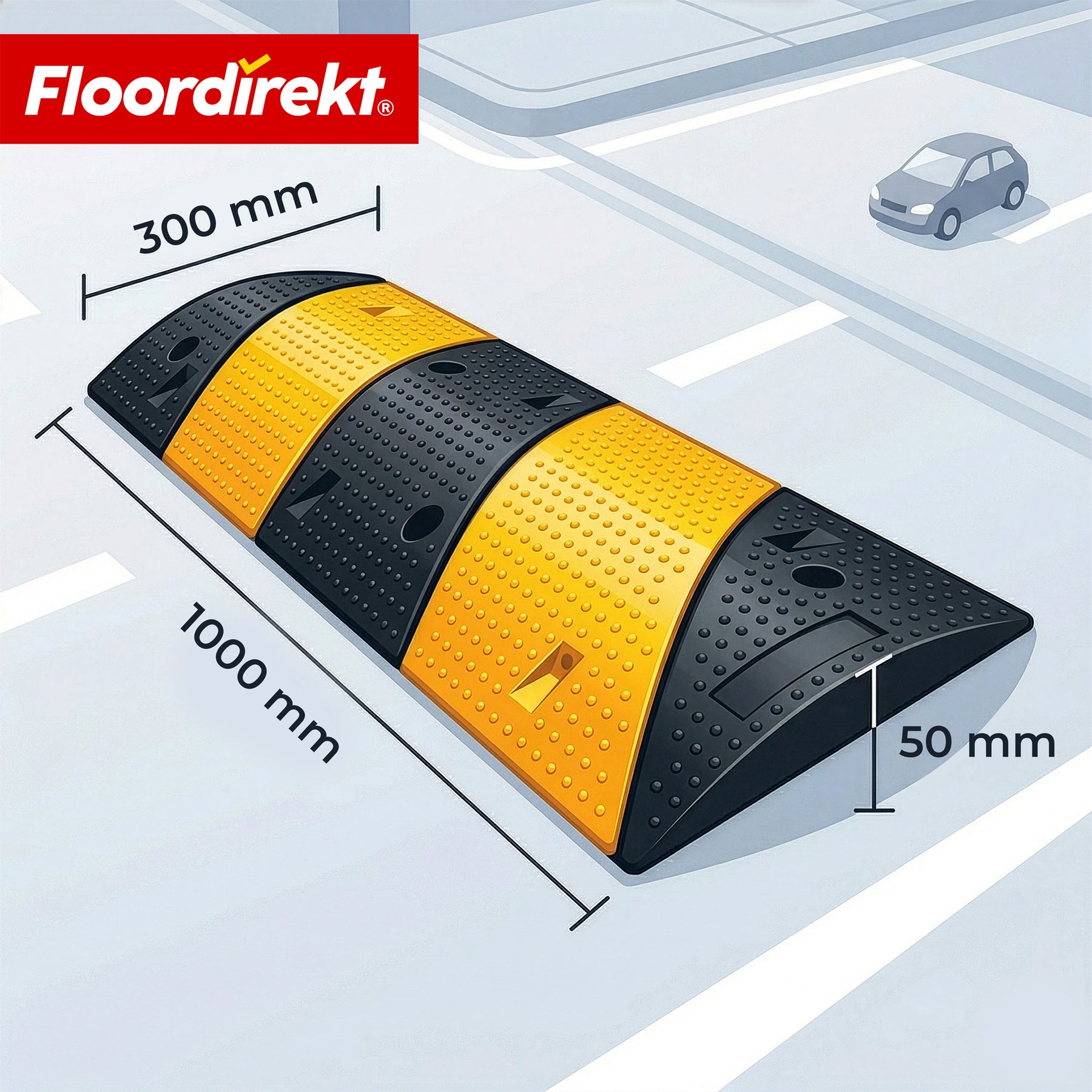 Ralentisseur Pico | Dos d’âne en caoutchouc jusqu’à 30 t | Ralentisseur routier jaune-noir 100 x 30 cm