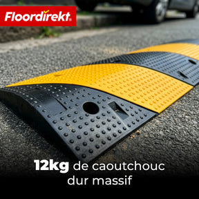 Ralentisseur Pico | Dos d’âne en caoutchouc jusqu’à 30 t | Ralentisseur routier jaune-noir 100 x 30 cm
