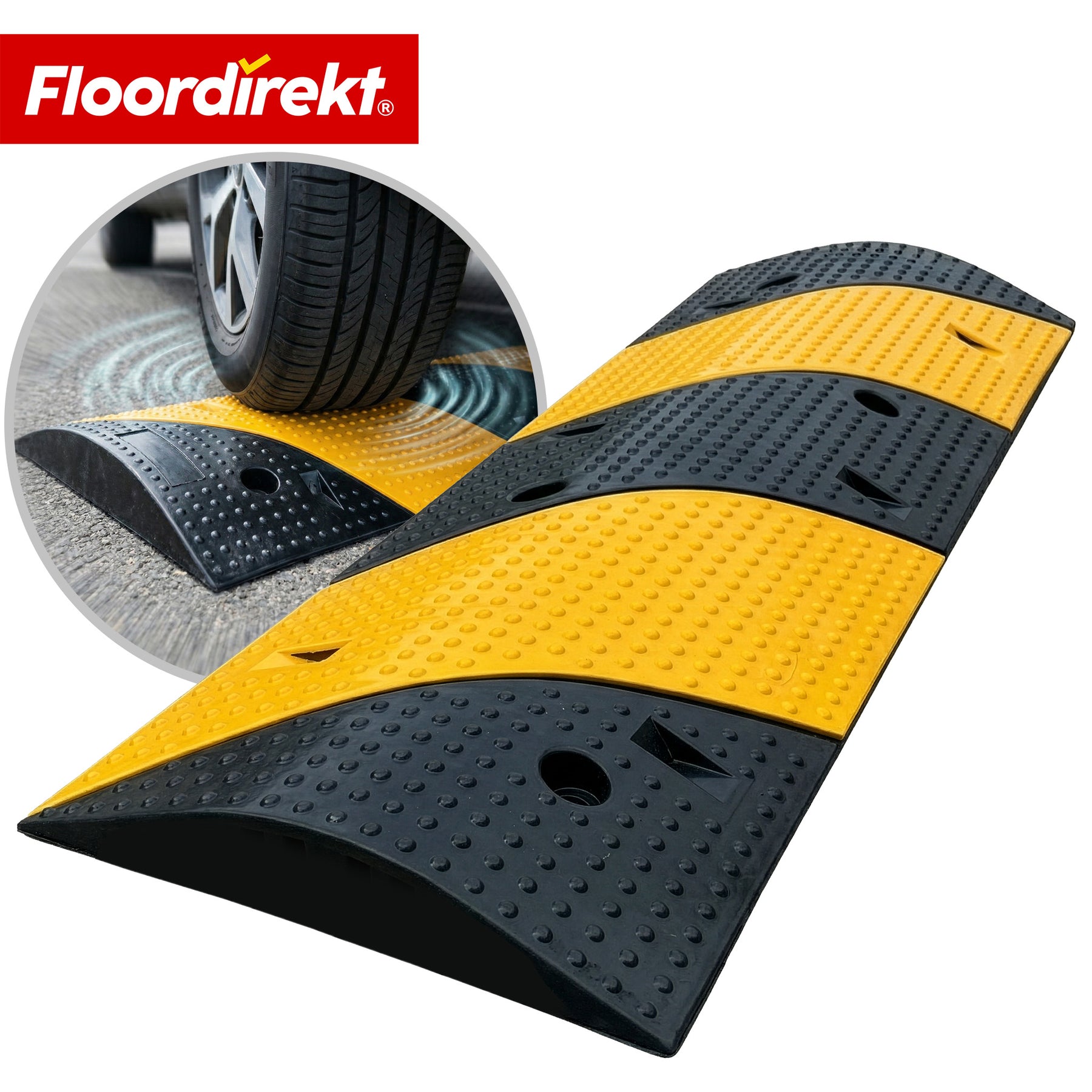 Ralentisseur Pico | Dos d’âne en caoutchouc jusqu’à 30 t | Ralentisseur routier jaune-noir 100 x 30 cm