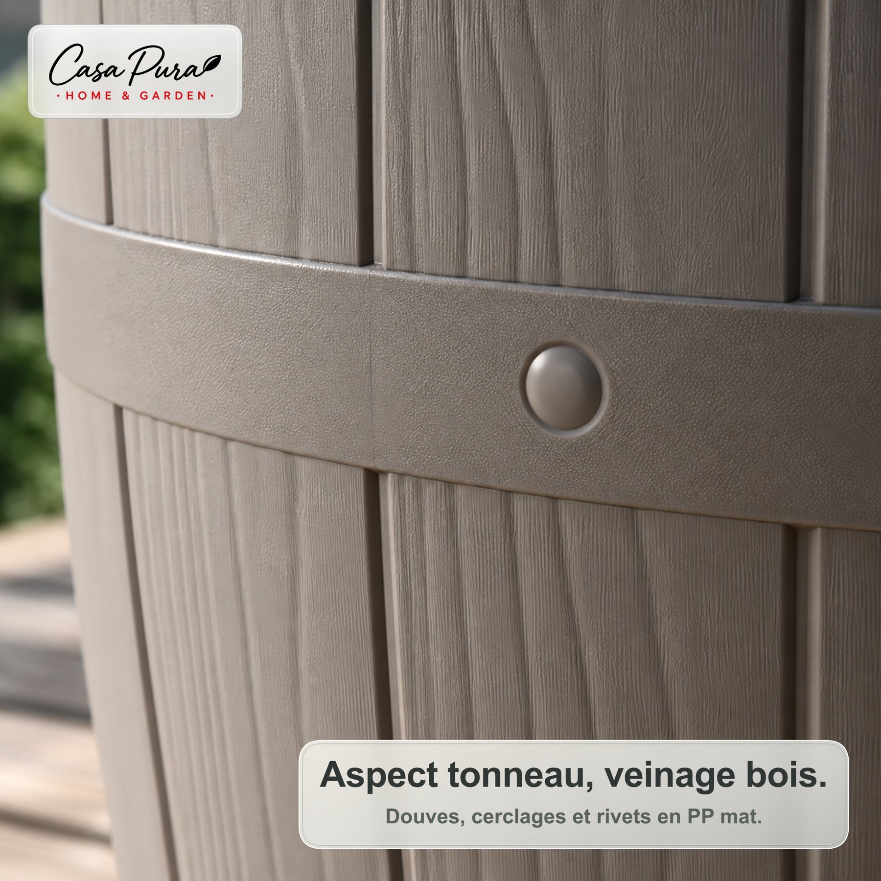 Table glacière | Bora | Table de jardin réglable en hauteur avec bac réfrigérant de 37 L, effet tonneau | 2 coloris