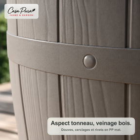 Table glacière | Bora | Table de jardin réglable en hauteur avec bac réfrigérant de 37 L, effet tonneau | 2 coloris