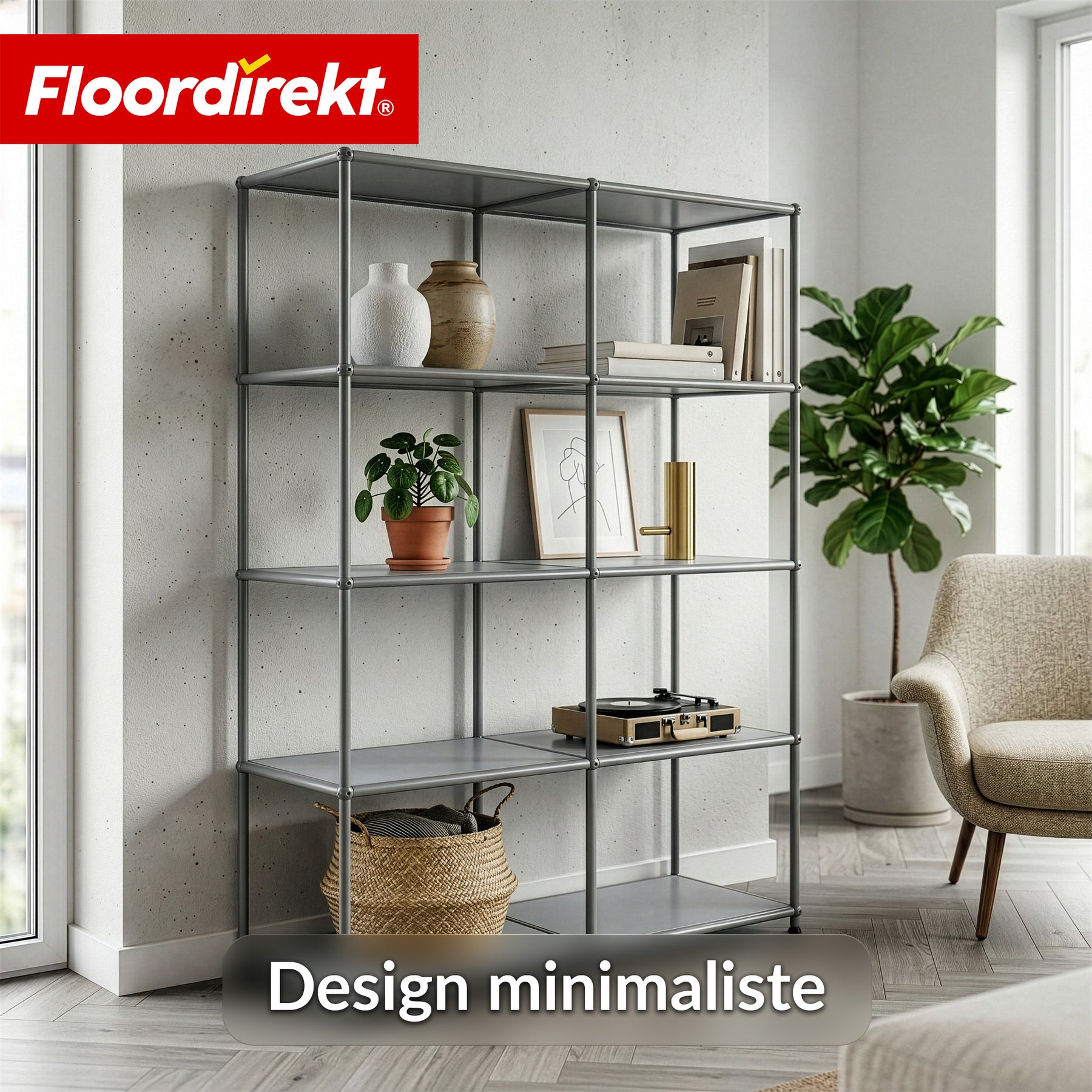 Étagère métallique | Concept Epure MK-015 | Étagère ouverte avec 5 niveaux | Étagère cuisine, bureau & salon