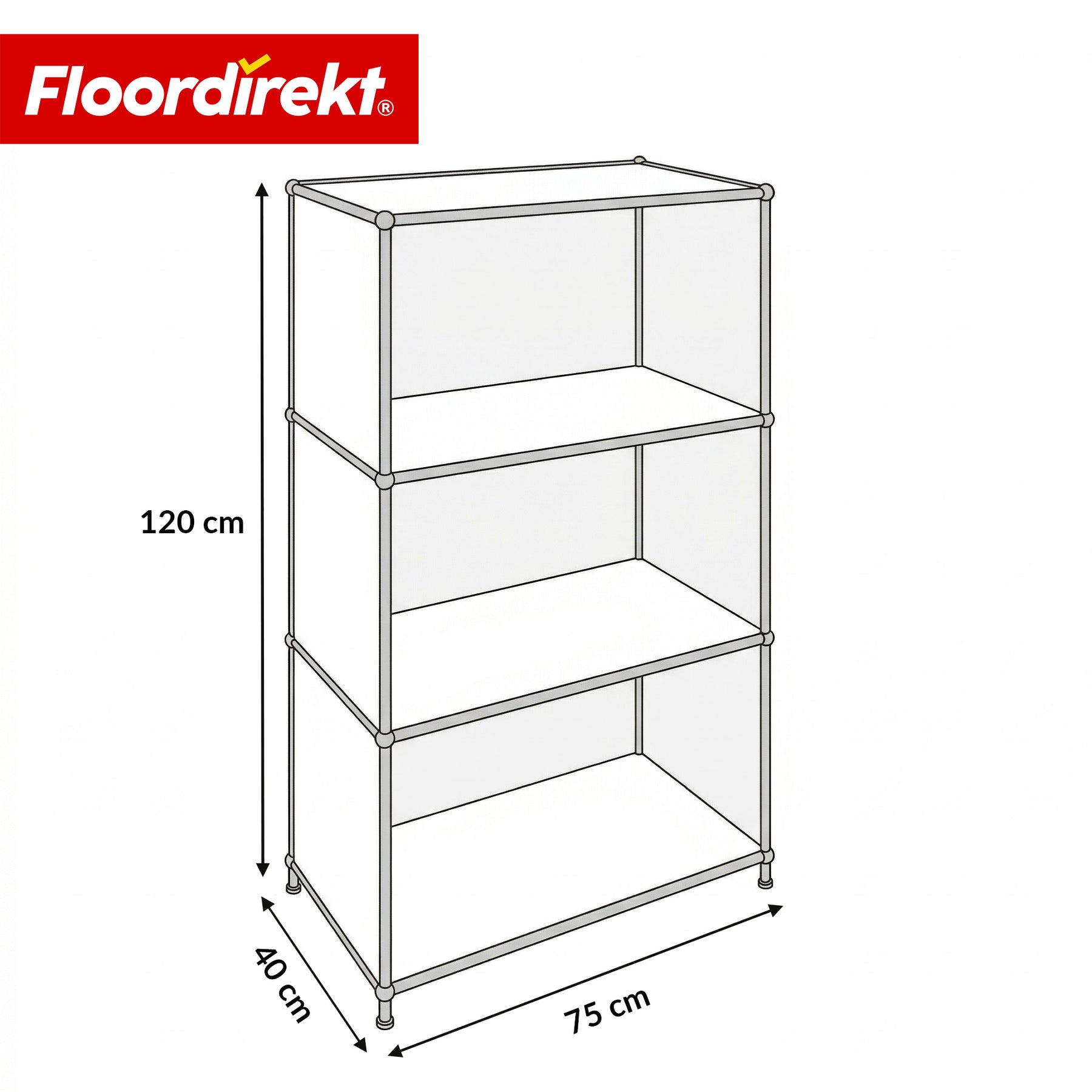 Étagère en métal | Concept Épure MK-101 | Étagère sur pied à 4 niveaux | Bibliothèque avec parois latérales | Étagère de rangement moderne