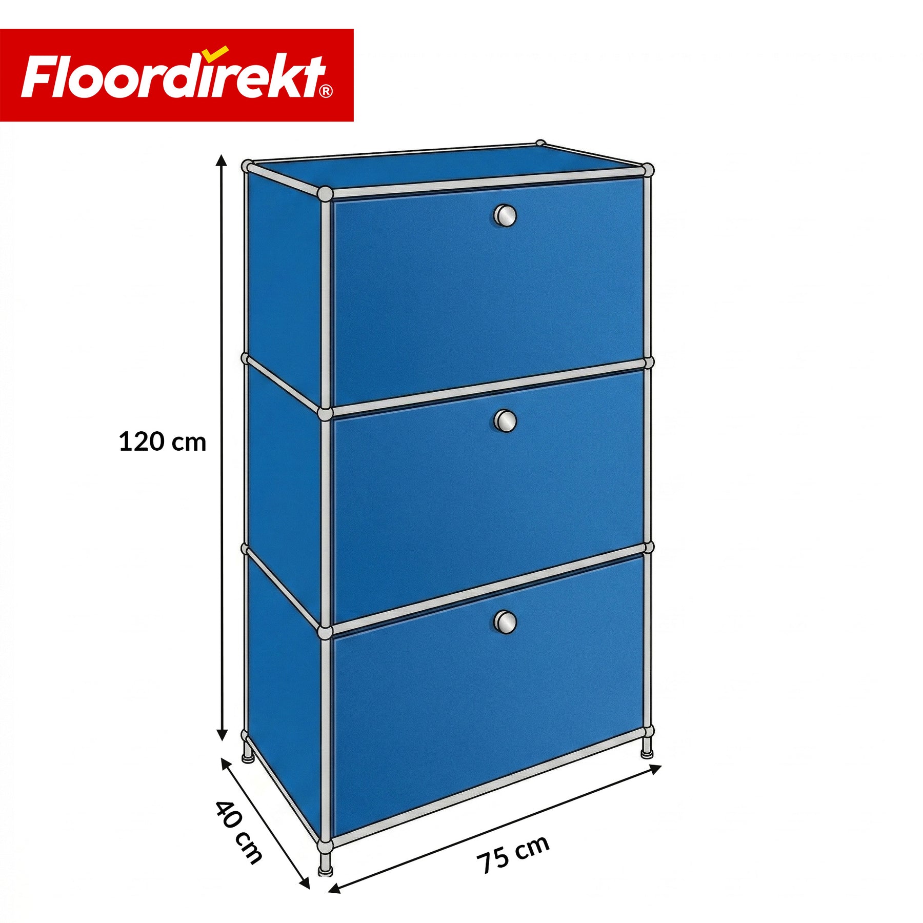 Armoire métallique | Concept Epure MK-129 | Buffet avec 3 compartiments verrouillables | Meuble de rangement moderne