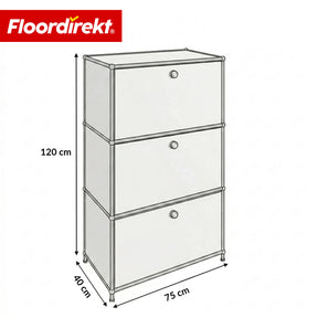 Armoire métallique | Concept Epure MK-129 | Buffet avec 3 compartiments verrouillables | Meuble de rangement moderne