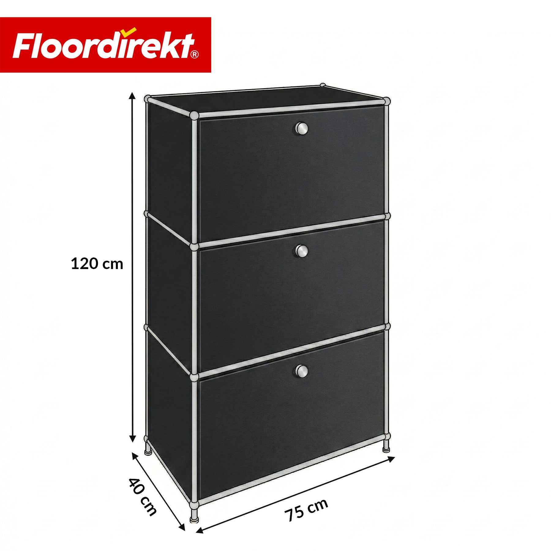 Armoire métallique | Concept Epure MK-129 | Buffet avec 3 compartiments verrouillables | Meuble de rangement moderne