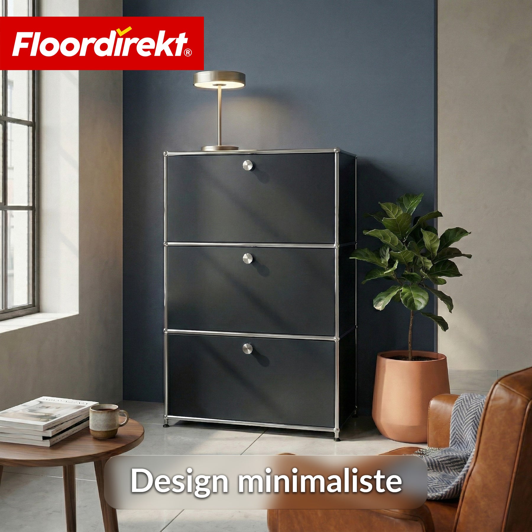 Armoire métallique | Concept Epure MK-129 | Buffet avec 3 compartiments verrouillables | Meuble de rangement moderne